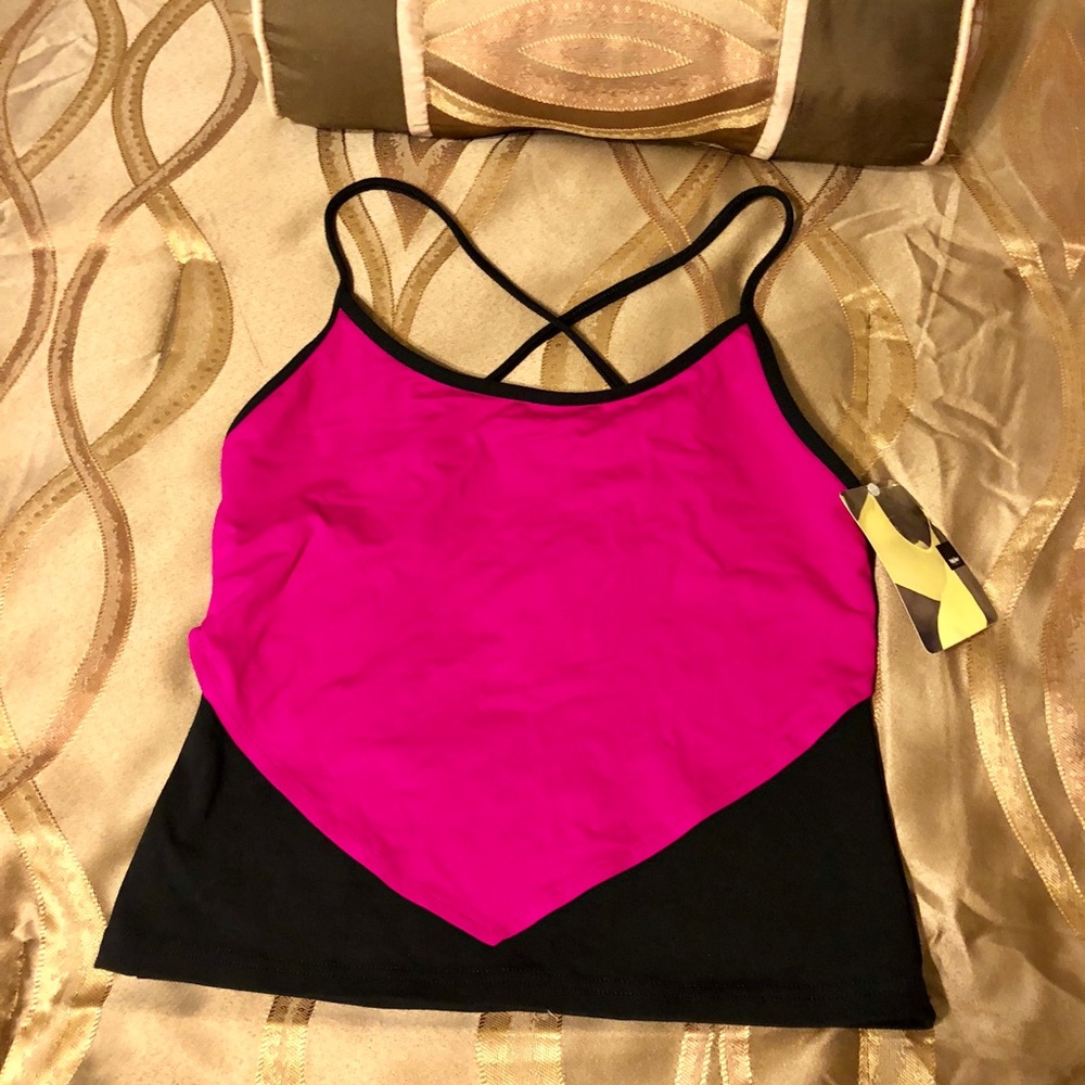 Mossimo New Fuchsia/Black Lined Halter Top